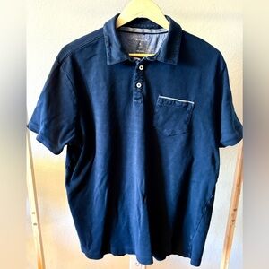 T Tahari Men's Classic Navy Short-Sleeve Polo with Chest Pocket